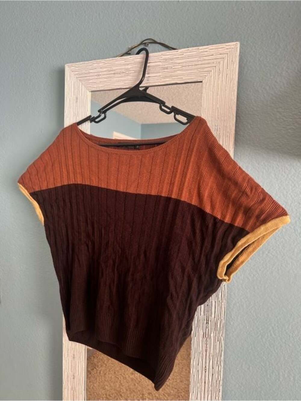 The Limited Ribbed Knit Top in Rust Brown